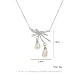 Baroque Pearl Necklace with Zircon Bow Collarbone Chain