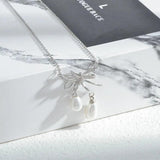 Baroque Pearl Necklace with Zircon Bow Collarbone Chain