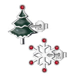 TrustDavis 925 Silver Asymmetric Snowflake Christmas Tree Stud Earring For Women