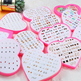36 Pairs Colorful Crystal Stud Earrings Set in Heart-Shaped Box