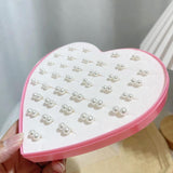 36 Pairs Colorful Crystal Stud Earrings Set in Heart-Shaped Box