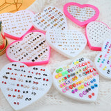 36 Pairs Colorful Crystal Stud Earrings Set in Heart-Shaped Box