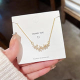 Stainless Steel Flower Petals Pendant Necklace with Zirconia Choker