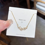 Stainless Steel Flower Petals Pendant Necklace with Zirconia Choker