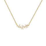 Stainless Steel Flower Petals Pendant Necklace with Zirconia Choker