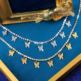 Caraquet Butterfly Choker Necklace Silver Bling Rhinestone Jewelry