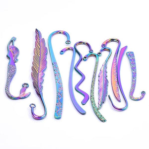 10PCS Rainbow Metal Bookmarks Charm Pendant DIY Jewelry Making Accessories