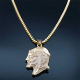 Stainless Steel Crucifix Pendant Necklace Silver Jesus Head Chain