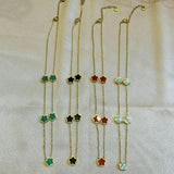 Flower Charm Necklace for Women - Stainless Steel Clover Jewelry