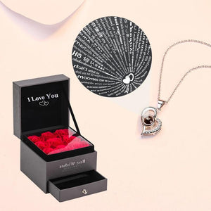 Love Zircon Necklace 100 Languages I Love You Pendant With 9 Roses