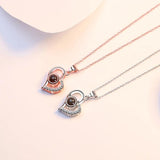 Love Zircon Necklace 100 Languages I Love You Pendant With 9 Roses