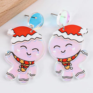 Christmas Tree Acrylic Earrings Xmas Glitter Star Drop Earring