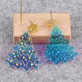 Christmas Tree Acrylic Earrings Xmas Glitter Star Drop Earring