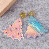 Christmas Tree Acrylic Earrings Xmas Glitter Star Drop Earring