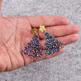 Christmas Tree Acrylic Earrings Xmas Glitter Star Drop Earring