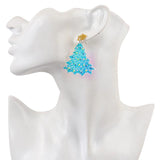 Christmas Tree Acrylic Earrings Xmas Glitter Star Drop Earring