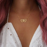 Personalized Two Name Necklace Heart Pendant Stainless Steel