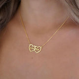 Personalized Two Name Necklace Heart Pendant Stainless Steel
