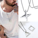 Men Necklace Stainless Steel Geometric Pendant