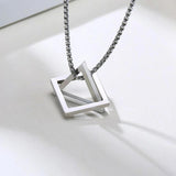 Men Necklace Stainless Steel Geometric Pendant