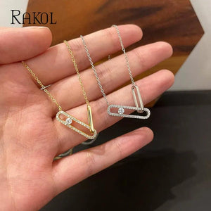 Zircon Oval Pendant Necklace for Women