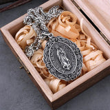Vintage Saint Mary Pendant Necklace Christian Charm Jewelry Gift