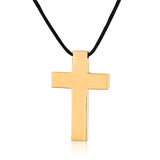 Men's Copper SS Cross Pendant Leather Necklace