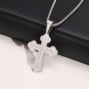 Orthodox Cross Necklace, Stainless Steel Solid Cross Pendant Collar