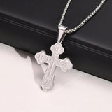 Orthodox Cross Necklace, Stainless Steel Solid Cross Pendant Collar