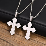 Orthodox Cross Necklace, Stainless Steel Solid Cross Pendant Collar