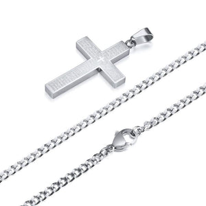 Men's Stainless Steel Bible Cross Pendant Necklace