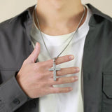 Men's Stainless Steel Bible Cross Pendant Necklace