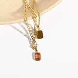Multicolor Zircon Pendant Necklace Stainless Steel Plated Jewelry