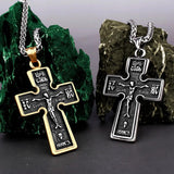 316L Titanium Steel Jesus Christ Cross Men's Pendant Necklace