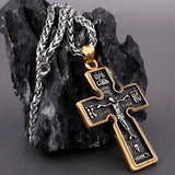 316L Titanium Steel Jesus Christ Cross Men's Pendant Necklace