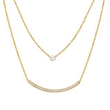 18k Plated CZ Paved Smile Layered Pendant Necklace for Women Girls