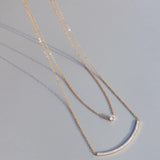 18k Plated CZ Paved Smile Layered Pendant Necklace for Women Girls