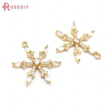 24K Brass Zircon Snowflake Charms DIY Jewelry Making Supplies