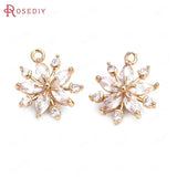 24K Brass Zircon Snowflake Charms DIY Jewelry Making Supplies
