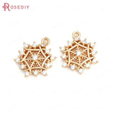 24K Brass Zircon Snowflake Charms DIY Jewelry Making Supplies