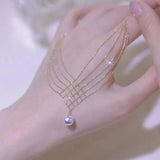 Pearl Fishtail Metal Lace Necklace for Women