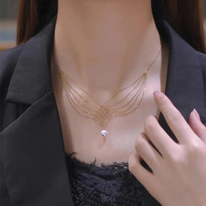 Pearl Fishtail Metal Lace Necklace for Women