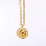 Astrolabe Stainless Constellation Necklaces Zodiac Sign Birthstone Necklace
