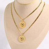 Astrolabe Stainless Constellation Necklaces Zodiac Sign Birthstone Necklace