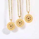 Astrolabe Stainless Constellation Necklaces Zodiac Sign Birthstone Necklace