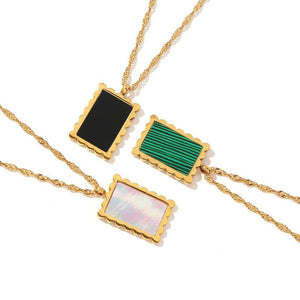 Youthway Waterproof Square Fritillary Pendant Necklace