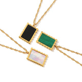 Youthway Waterproof Square Fritillary Pendant Necklace