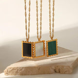 Youthway Waterproof Square Fritillary Pendant Necklace