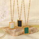 Youthway Waterproof Square Fritillary Pendant Necklace
