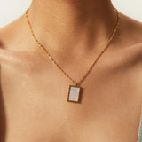 Youthway Waterproof Square Fritillary Pendant Necklace